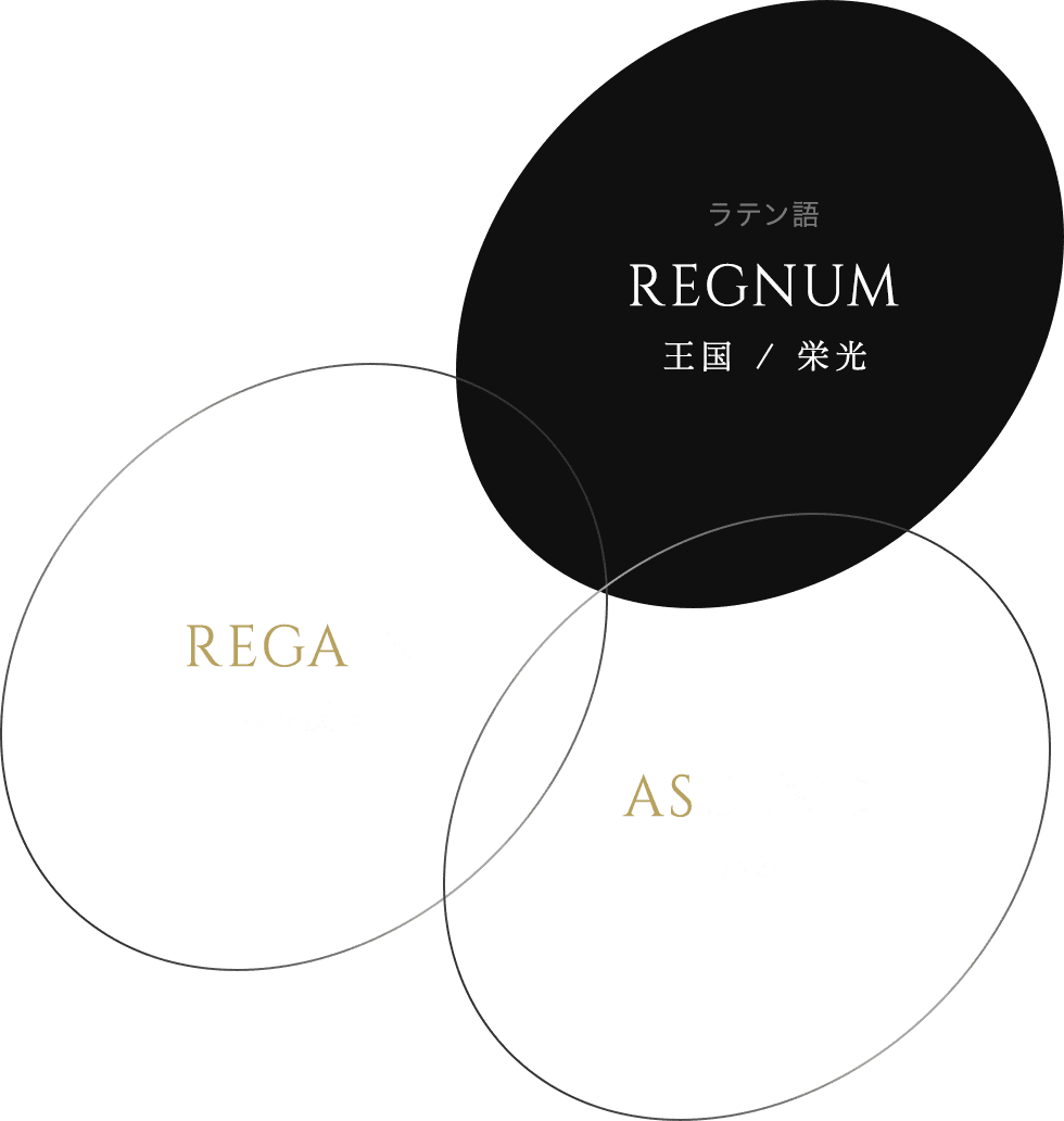 REGNUM 王国 / 栄光　REGAIN 取り戻す + ASCEND 昇る